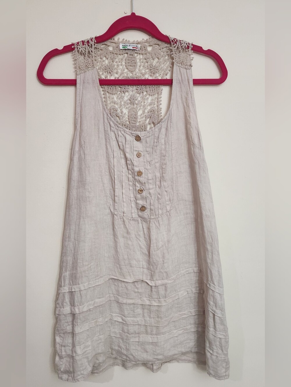 Boho Crochet-Back Linen Dress